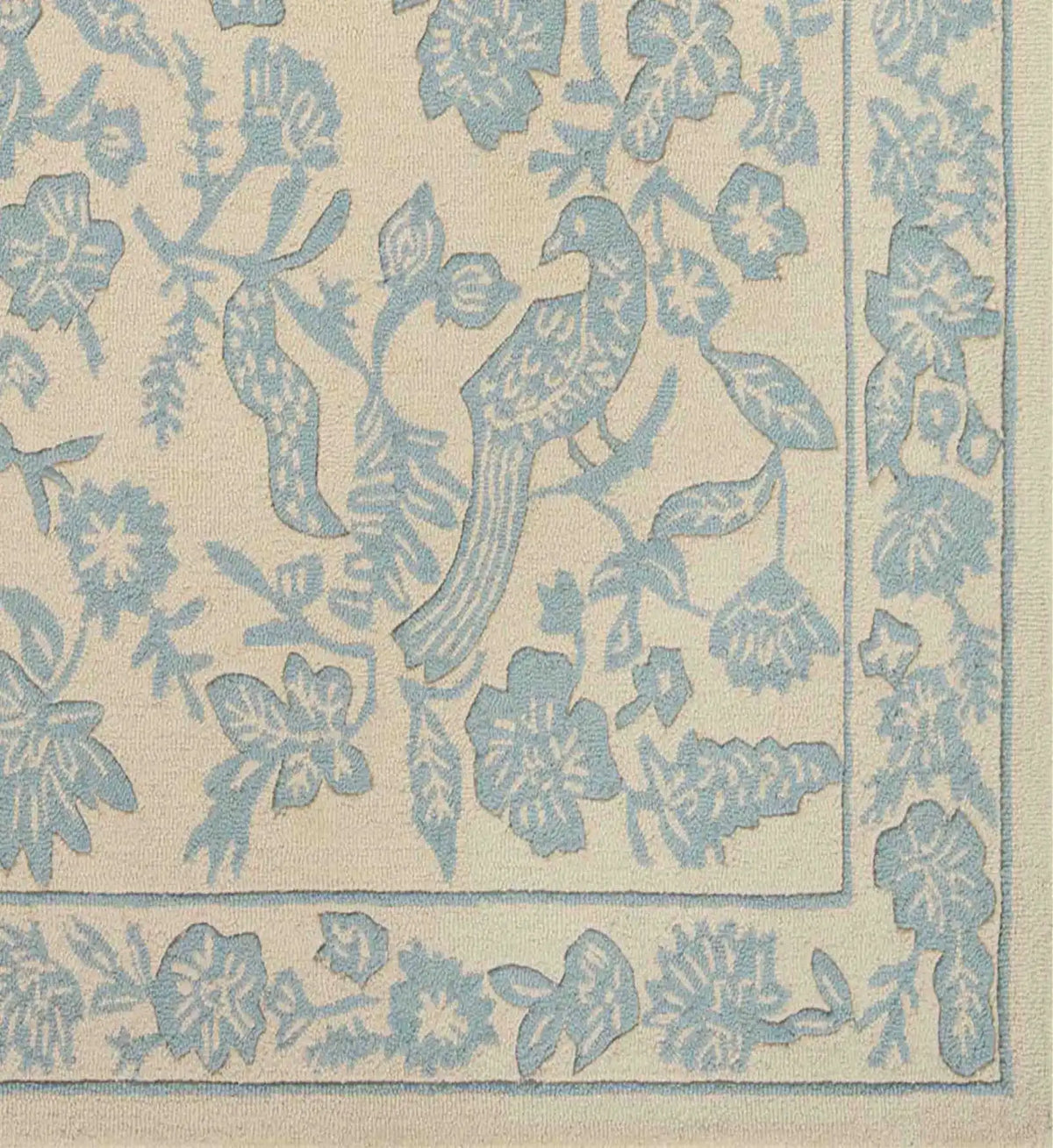 Arboretum Aviary Wool-Hooked Rug - Periwinkle
